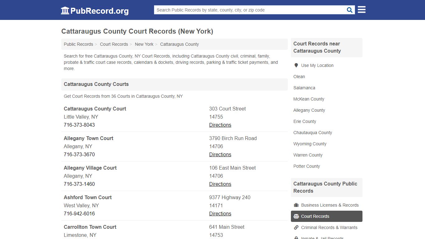 Cattaraugus County Court Records (New York) - PubRecord.org